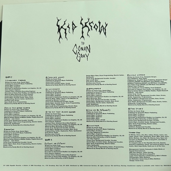 Kid Krow Conan Gray Vinyl - Picture 3 of 4